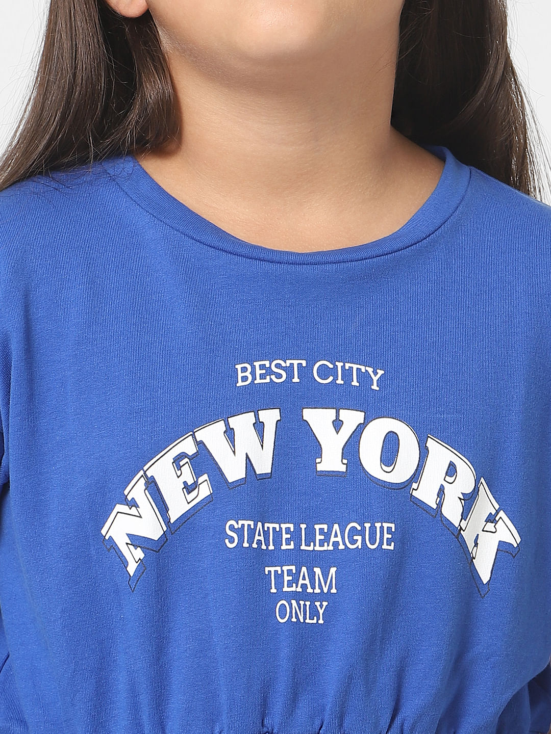 Blue Printed Sweatshirt Dress