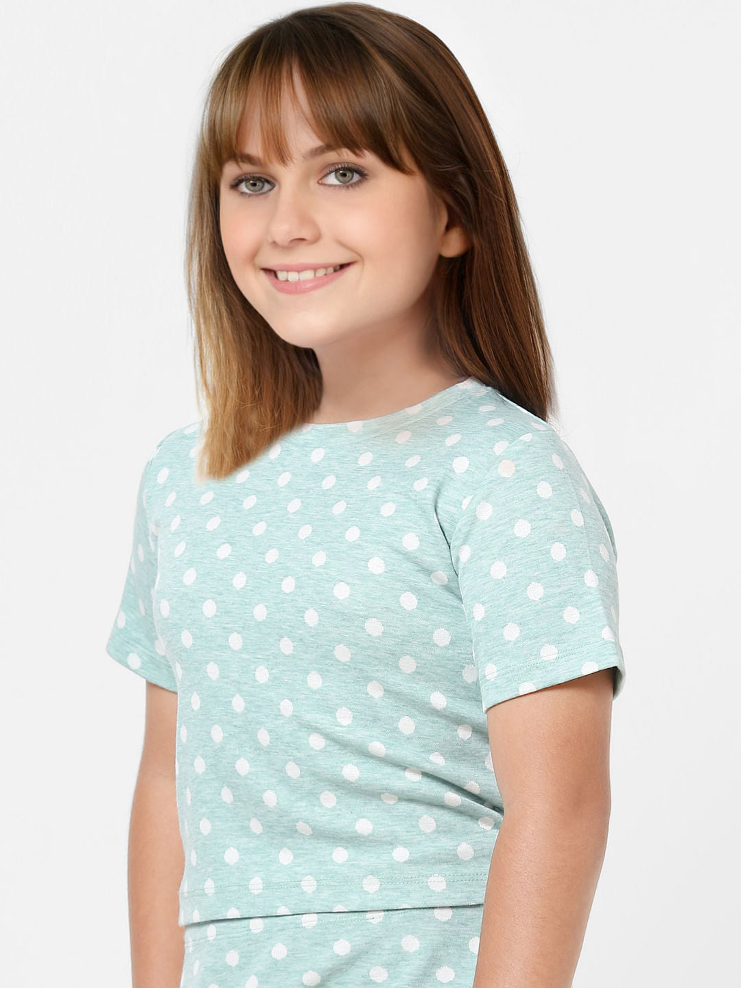Girls Blue Polka Dot Co-Ord Top