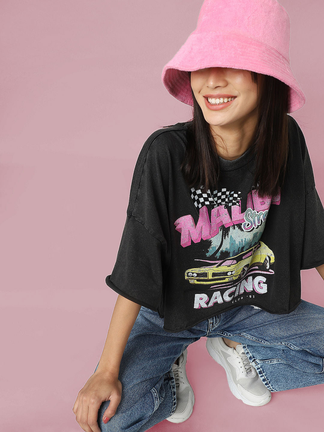 Black Printed Boxy Fit T-Shirt