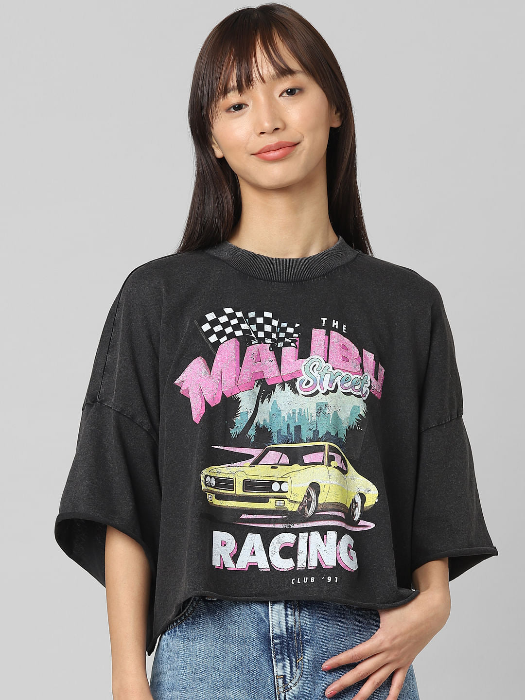 Black Printed Boxy Fit T-Shirt