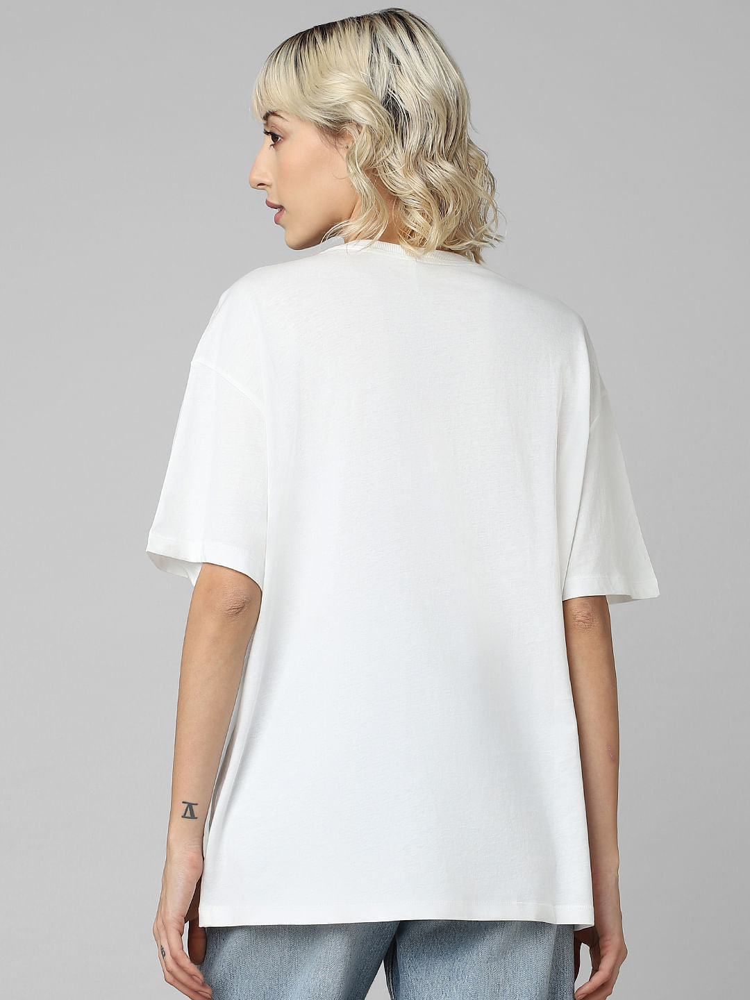White Graphic Print Oversized T-Shirt