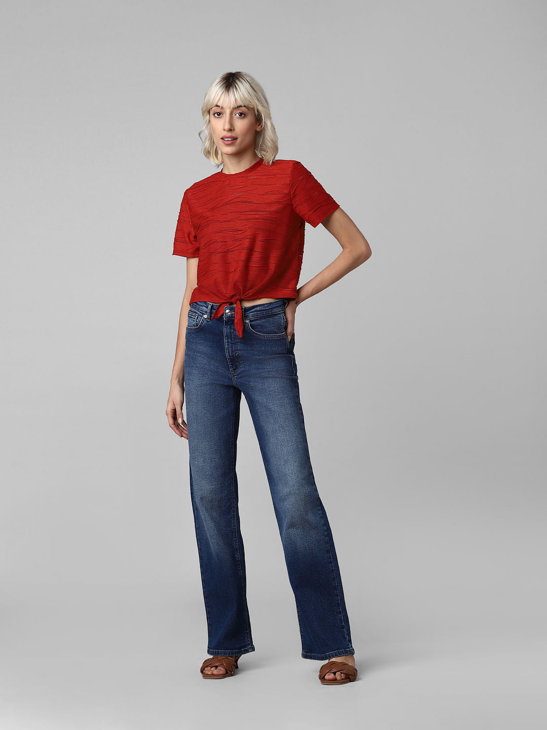 Red Jacquard Top