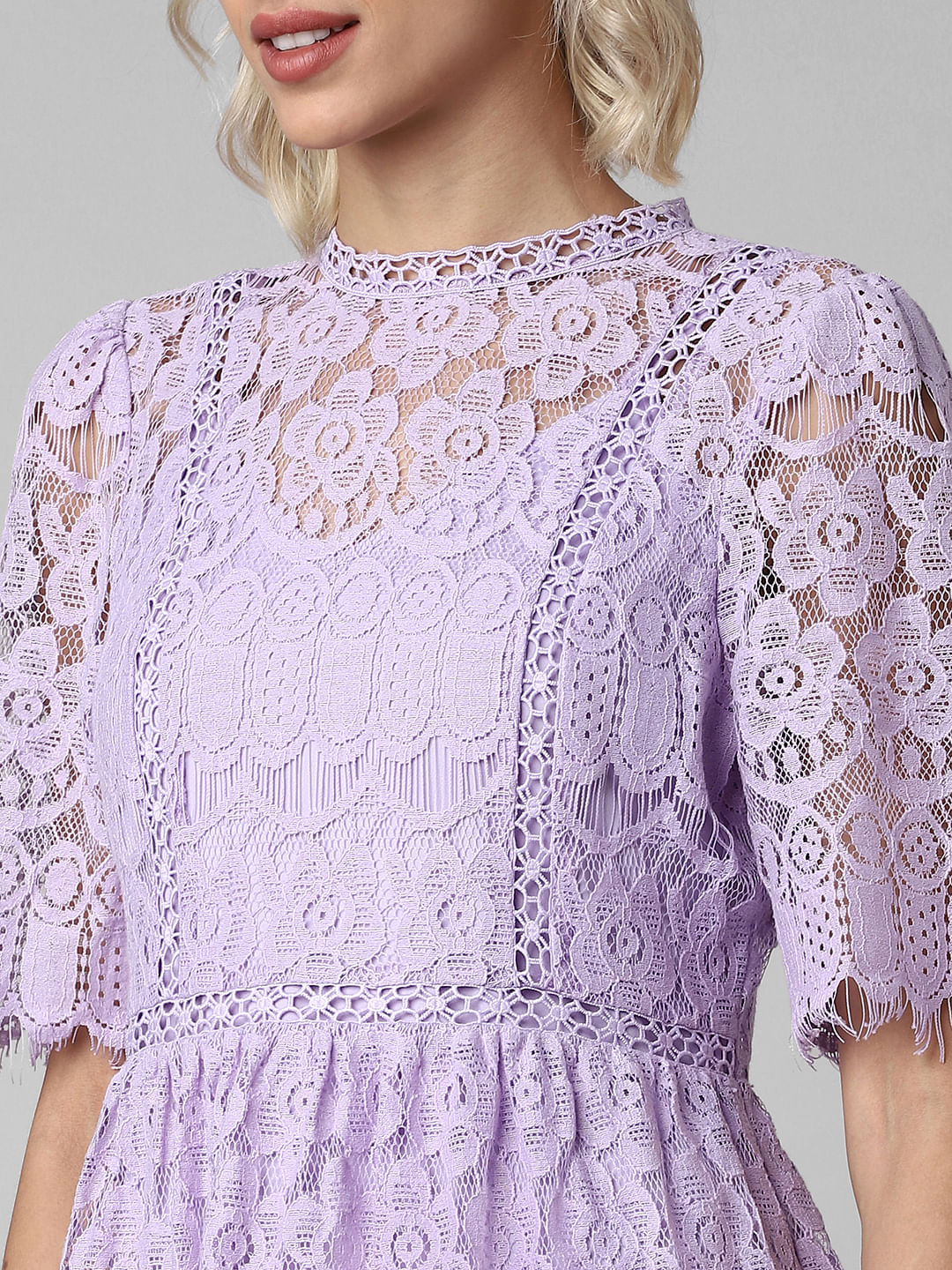 Purple Mini Lace Dress