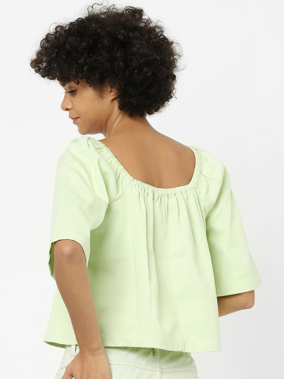 Green Square Neck Top