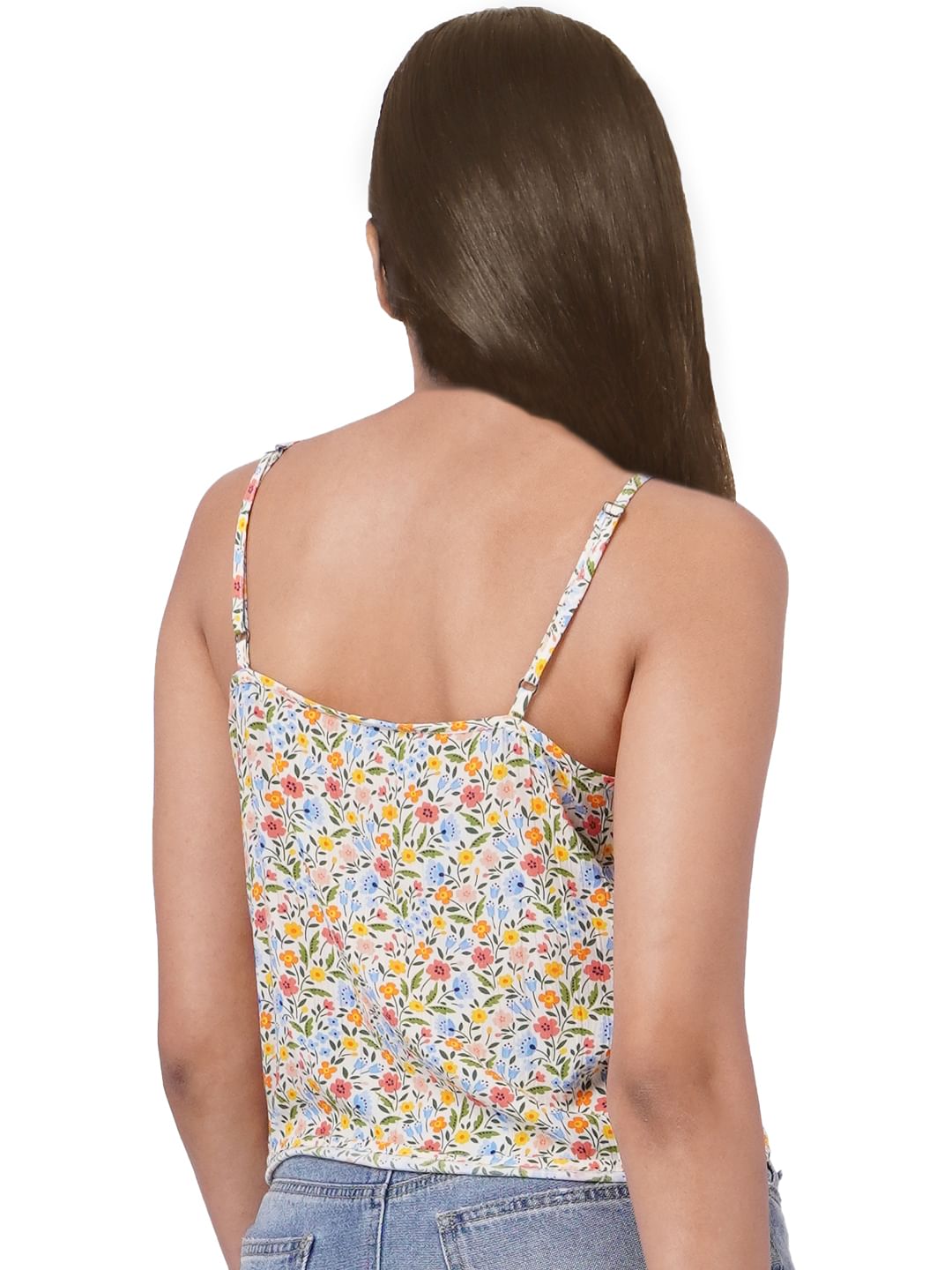 White Printed Floral Top