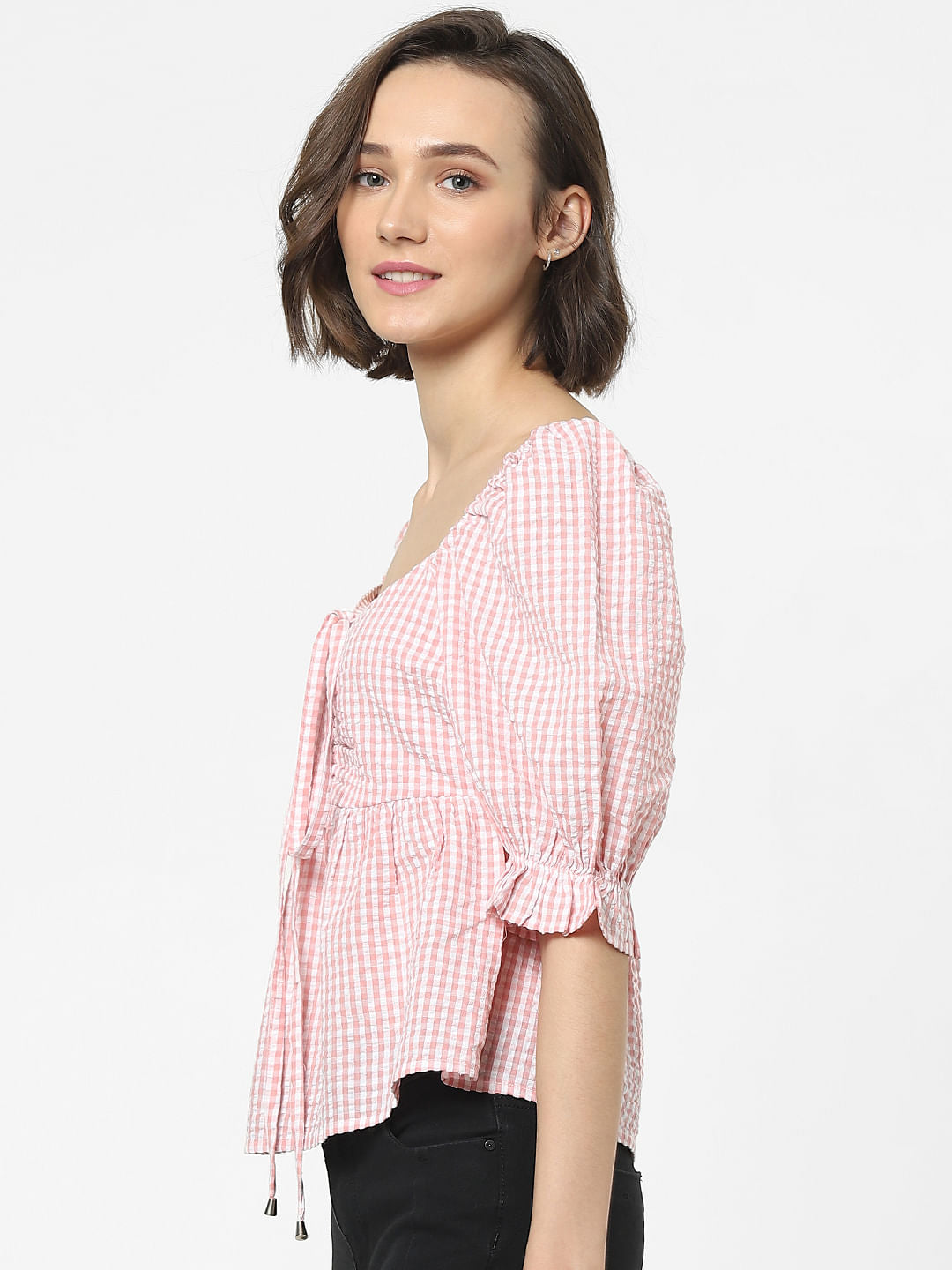 Pink Gingham Checks Top
