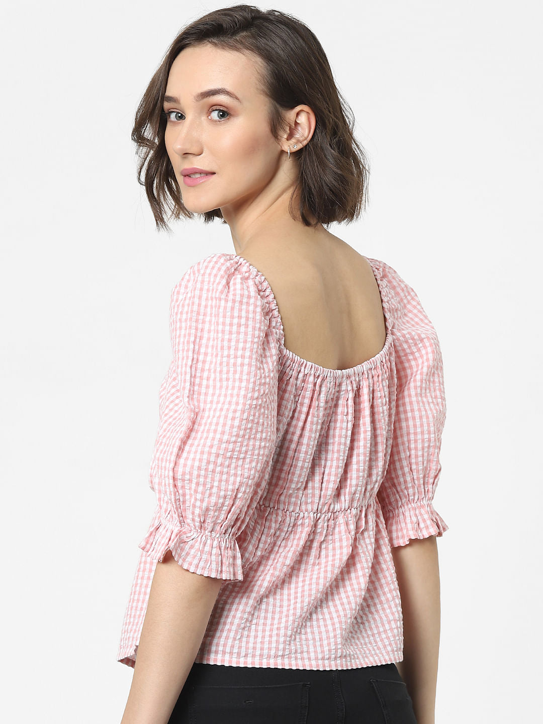 Pink Gingham Checks Top