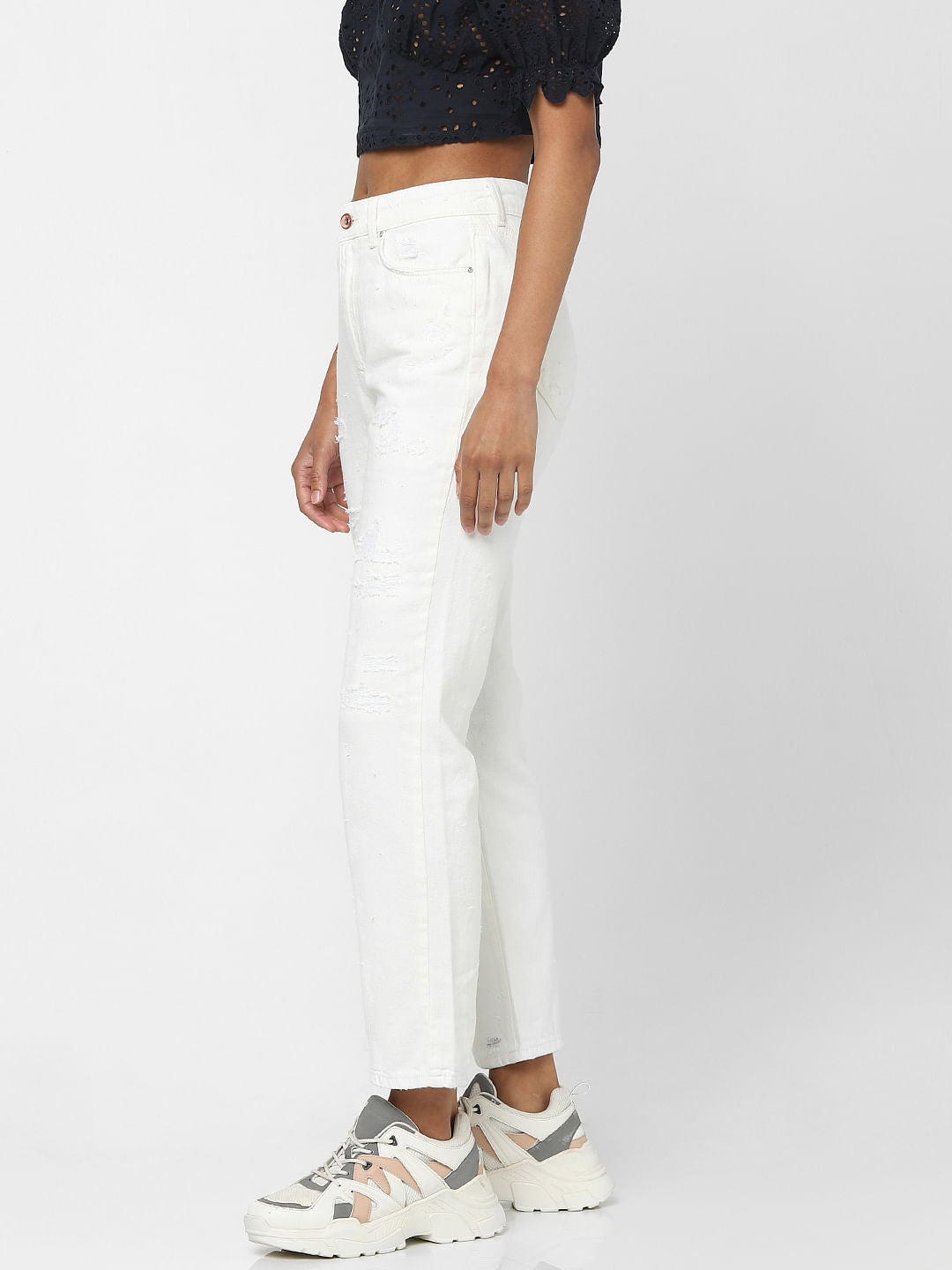 White High Waist Flared Jeans