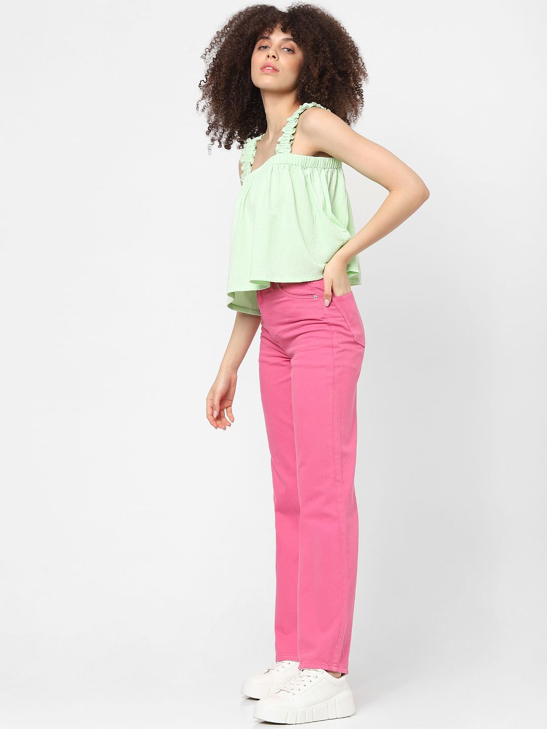 Green Strappy Crop Top