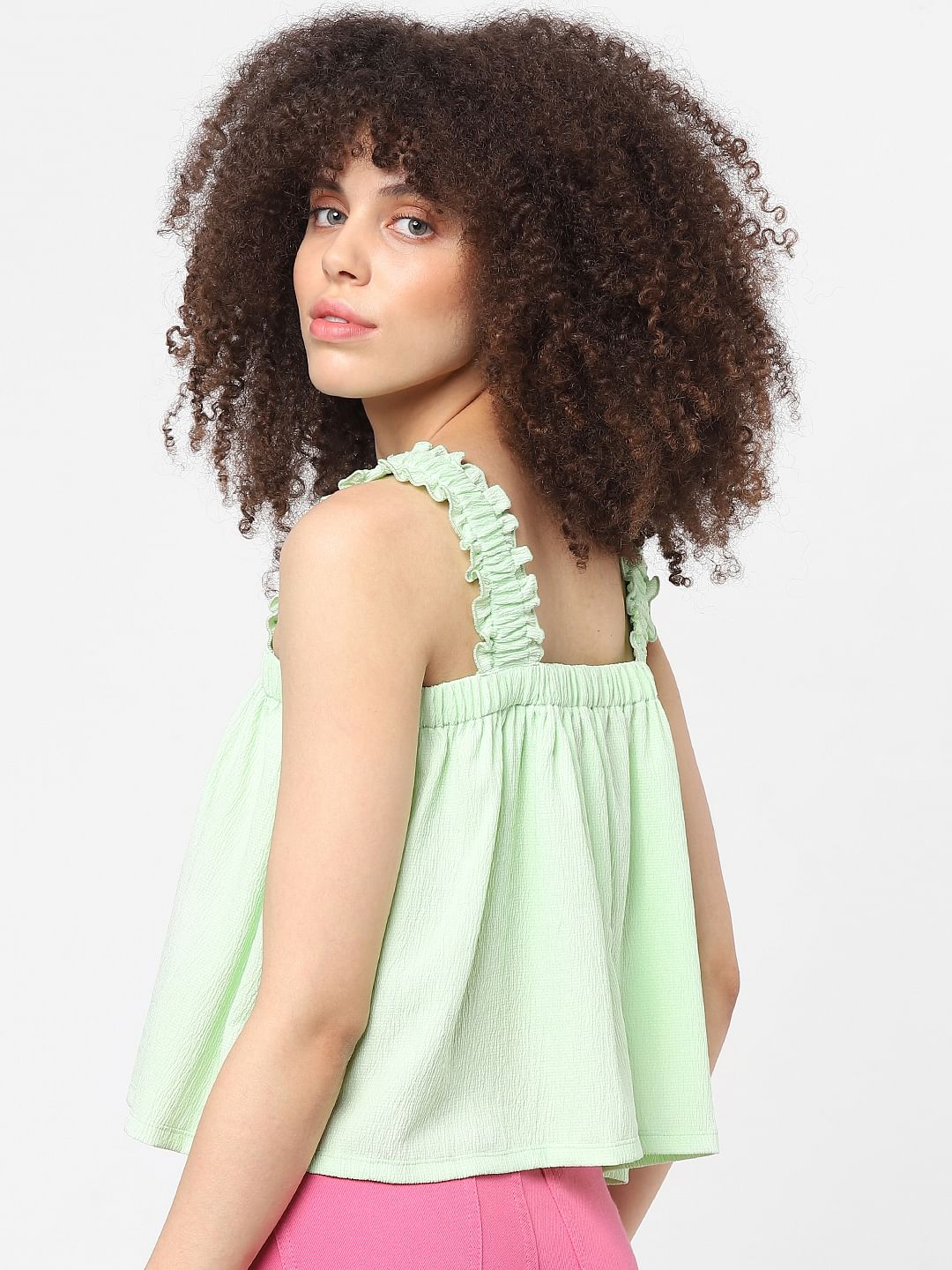 Green Strappy Crop Top