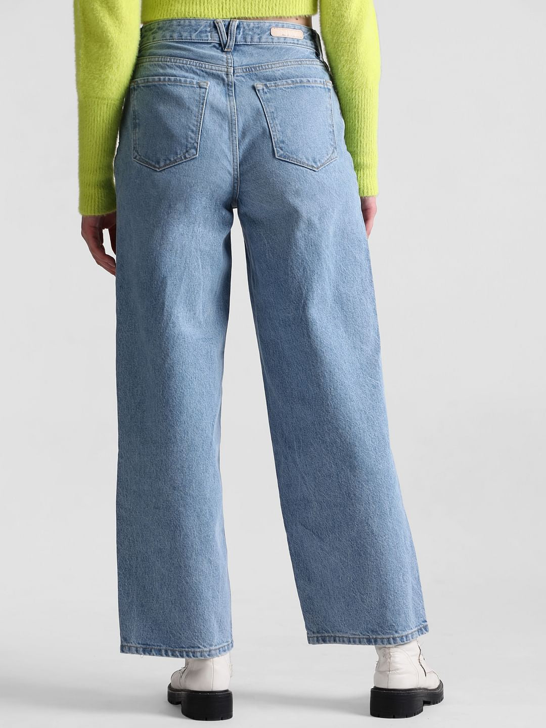 Blue Mid Rise Loose Fit Jeans