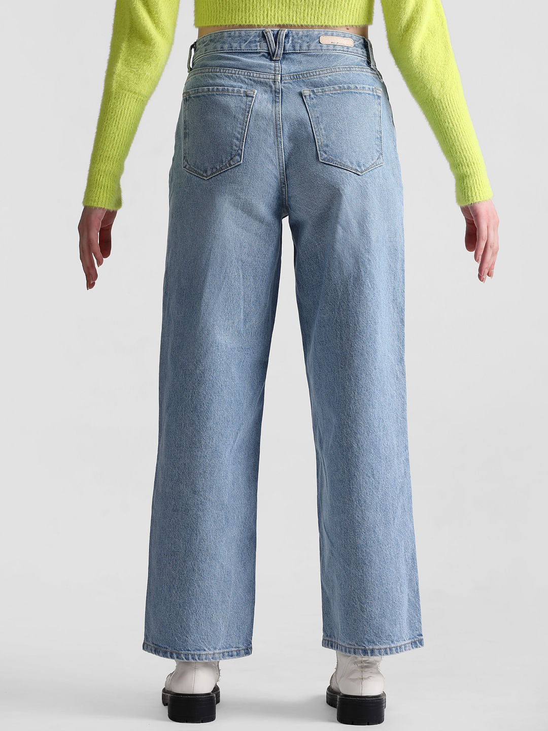 Blue Mid Rise Loose Fit Jeans