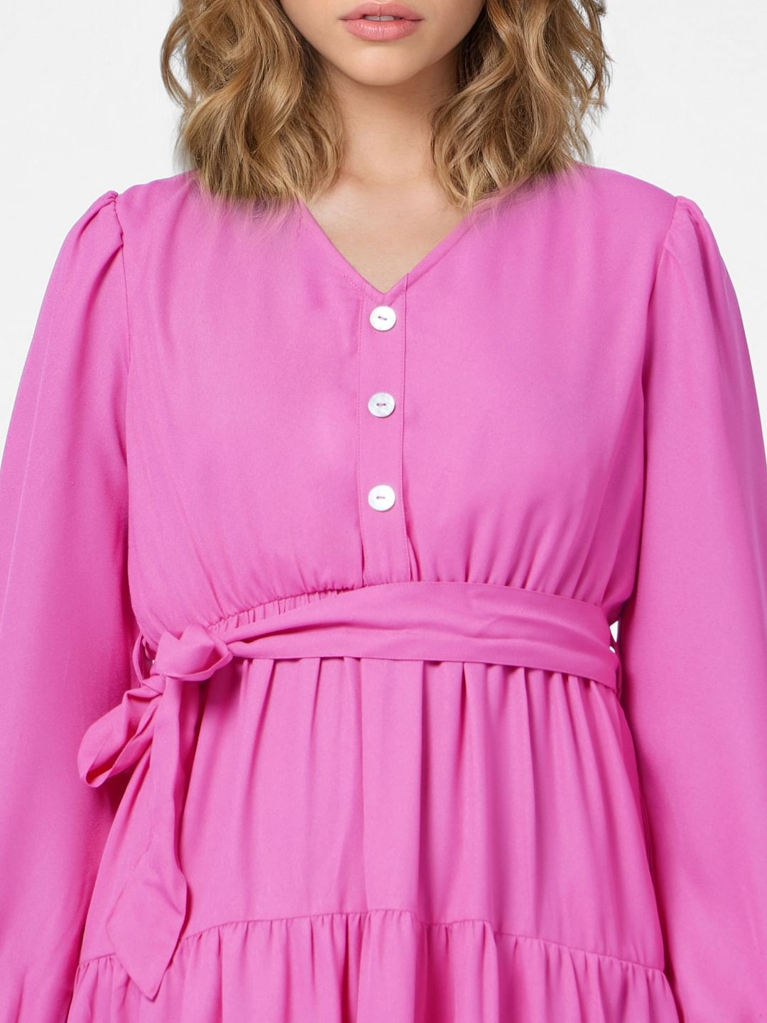 Pink Tiered Shift Dress