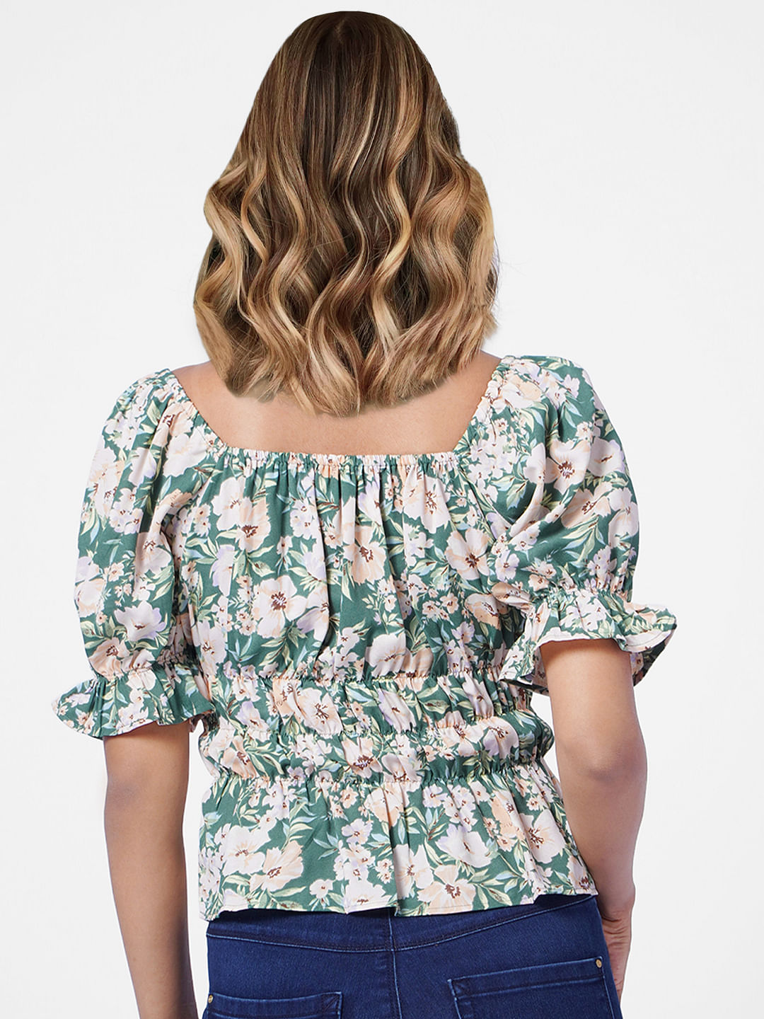 Green Floral Top