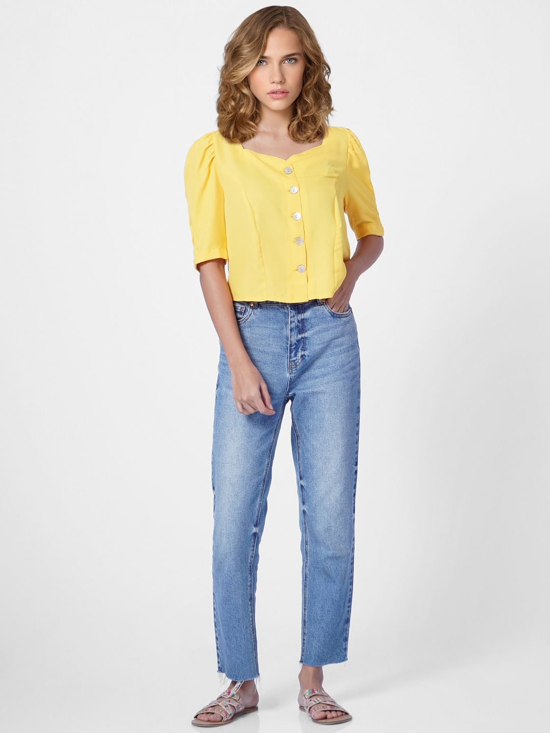 Yellow Puff Sleeves Top