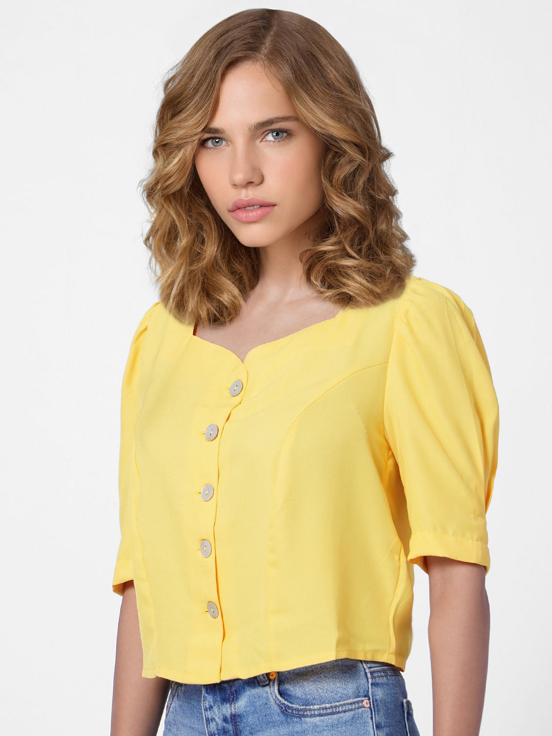 Yellow Puff Sleeves Top