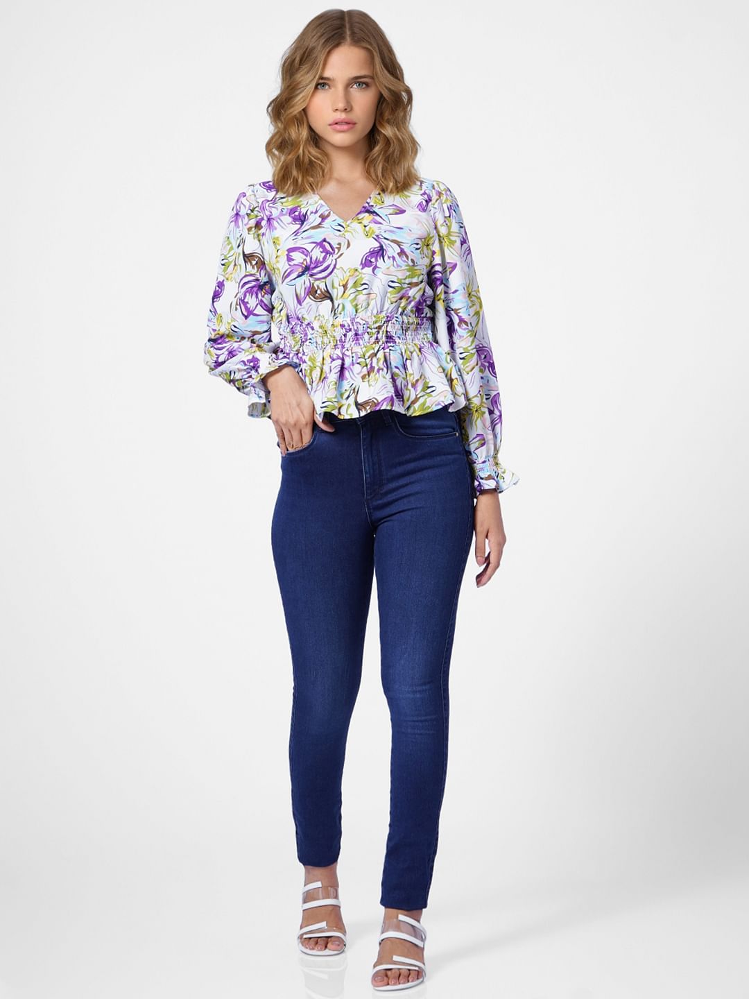 White All Over Print Top