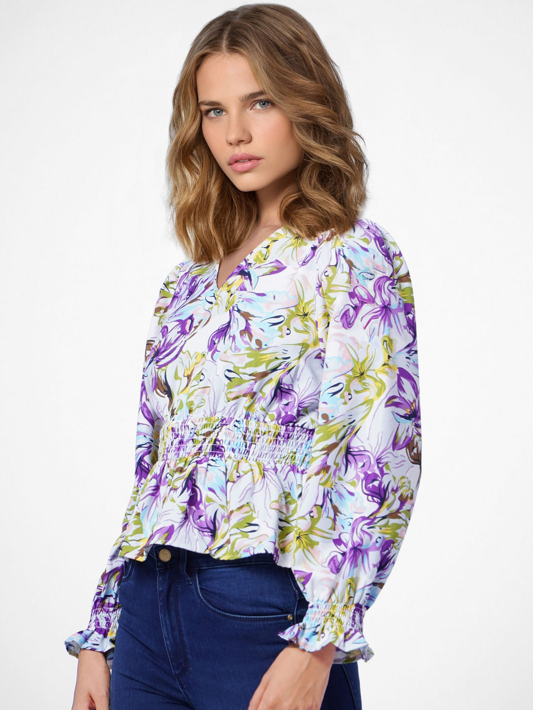 White All Over Print Top