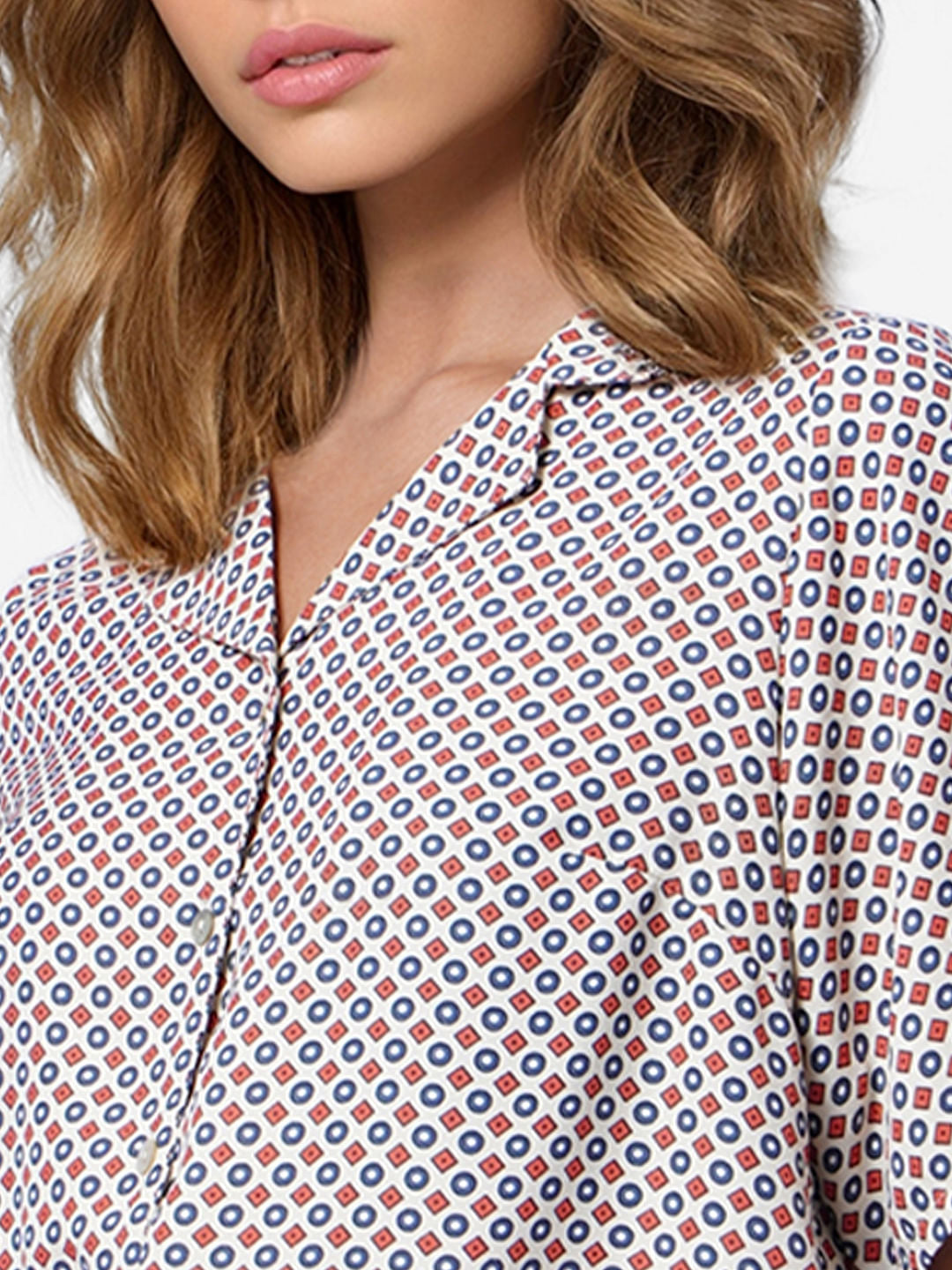 Brown All Over Print Tie-Up Top