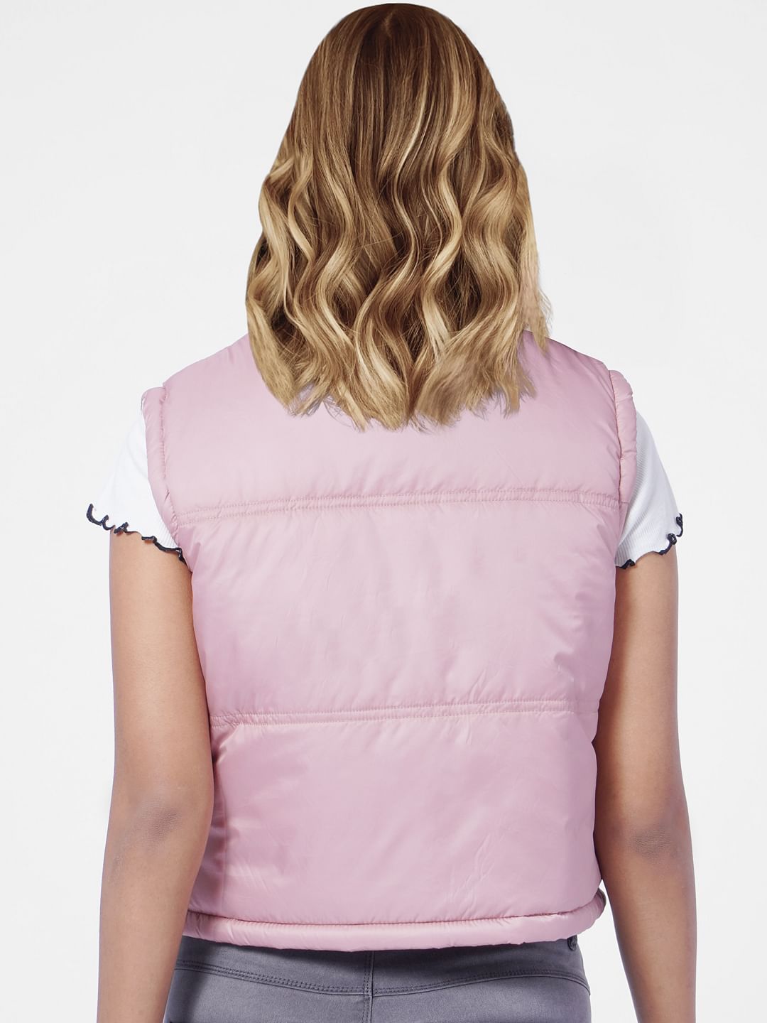 Pink Sleeveless Puffer Jacket