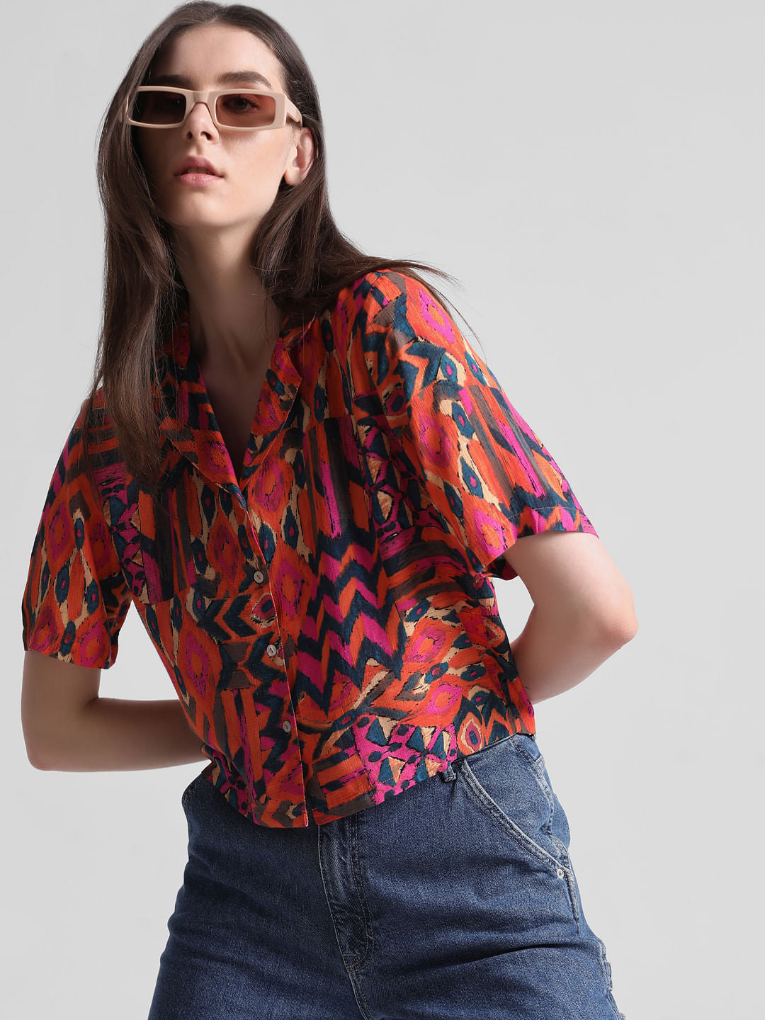 Orange Abstract Print Shirt