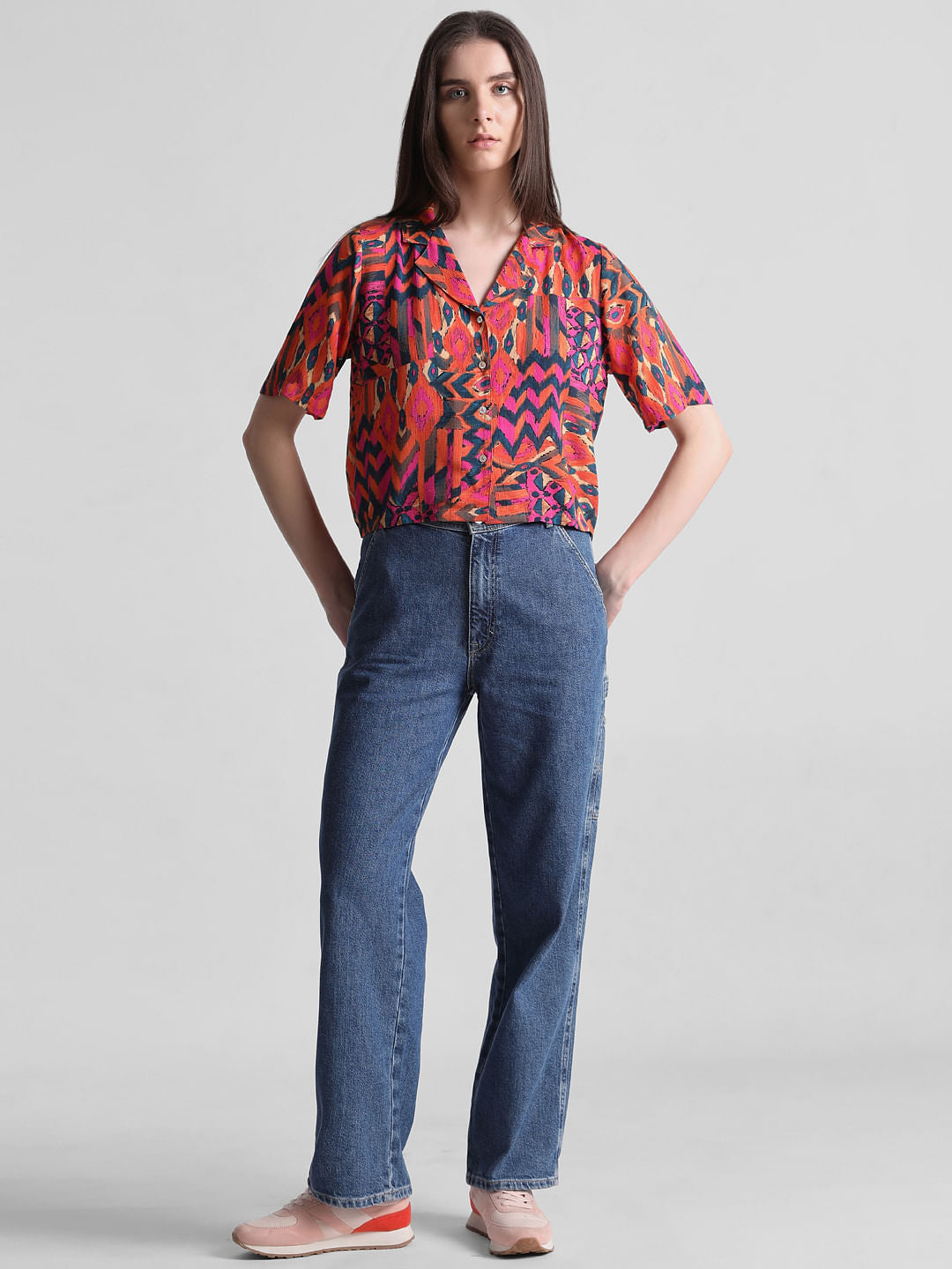 Orange Abstract Print Shirt