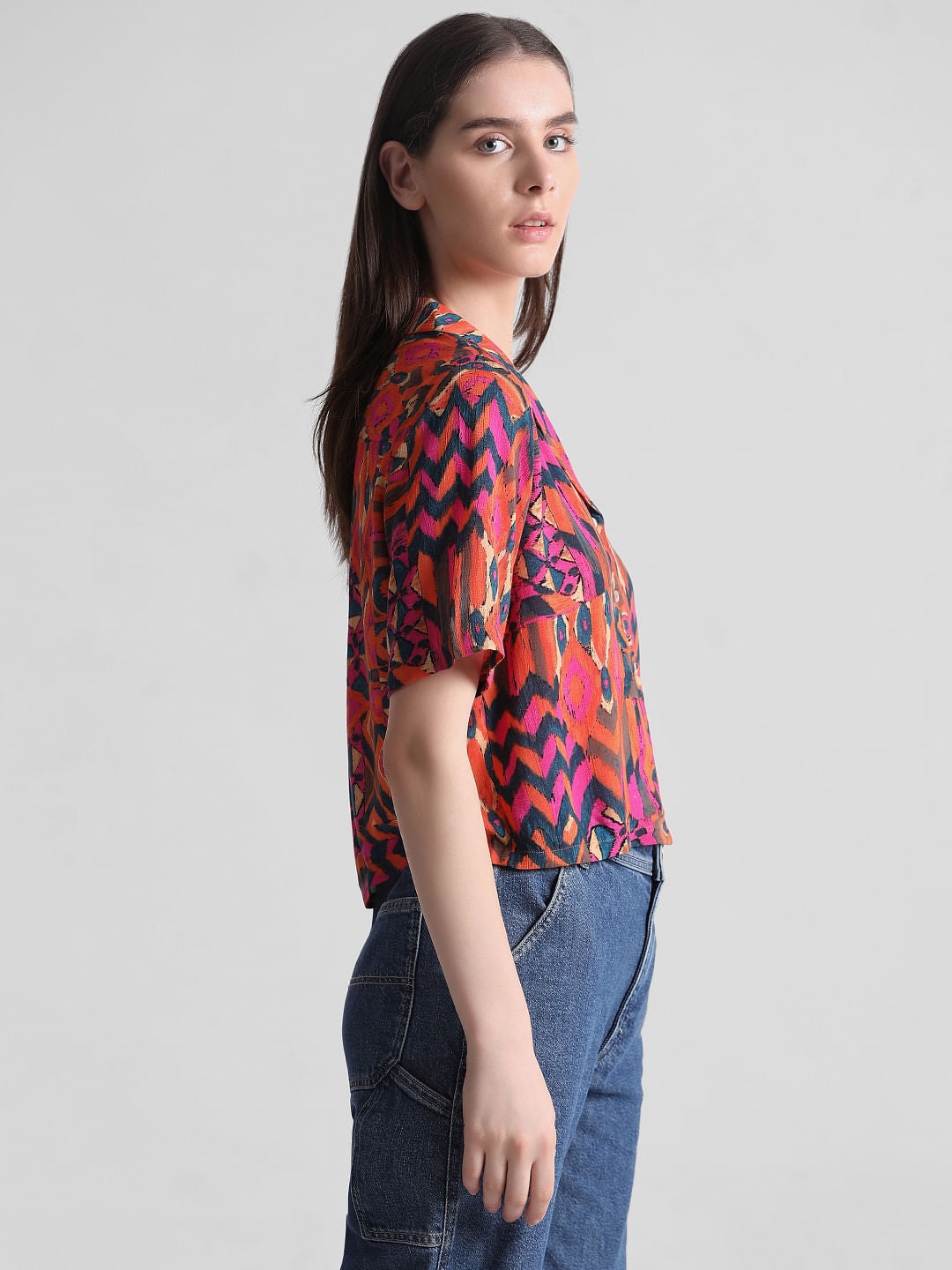 Orange Abstract Print Shirt