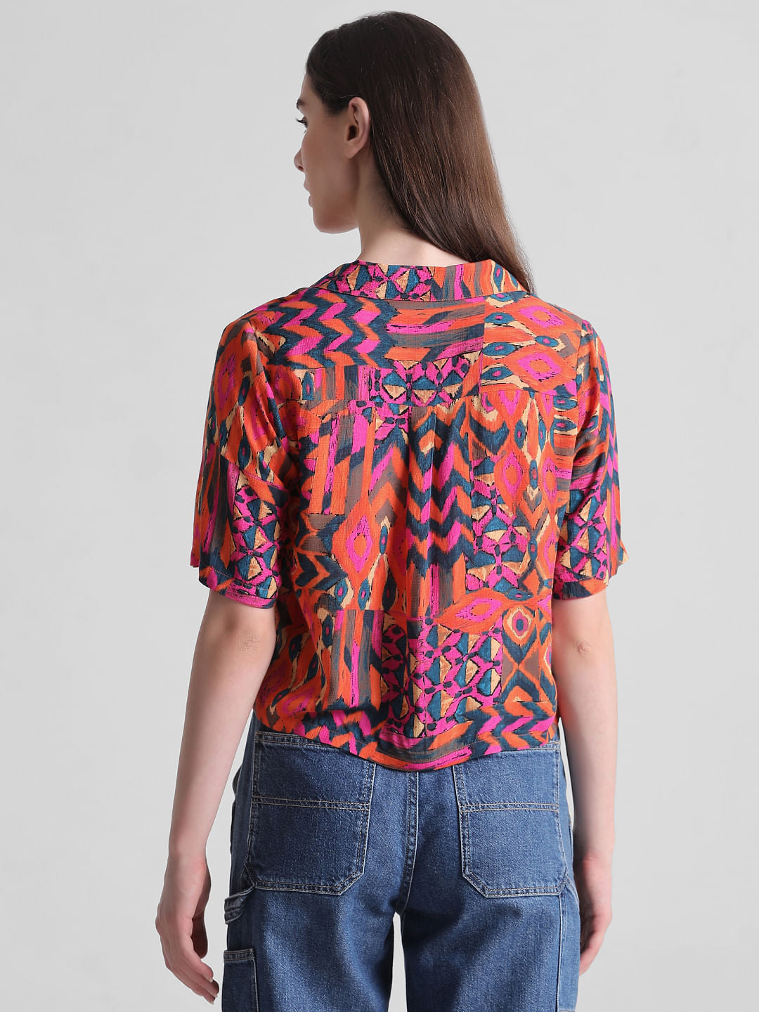 Orange Abstract Print Shirt