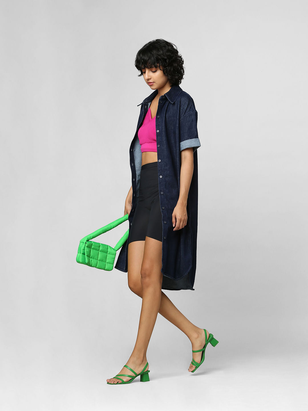 Dark Blue Oversized Long Denim Shirt