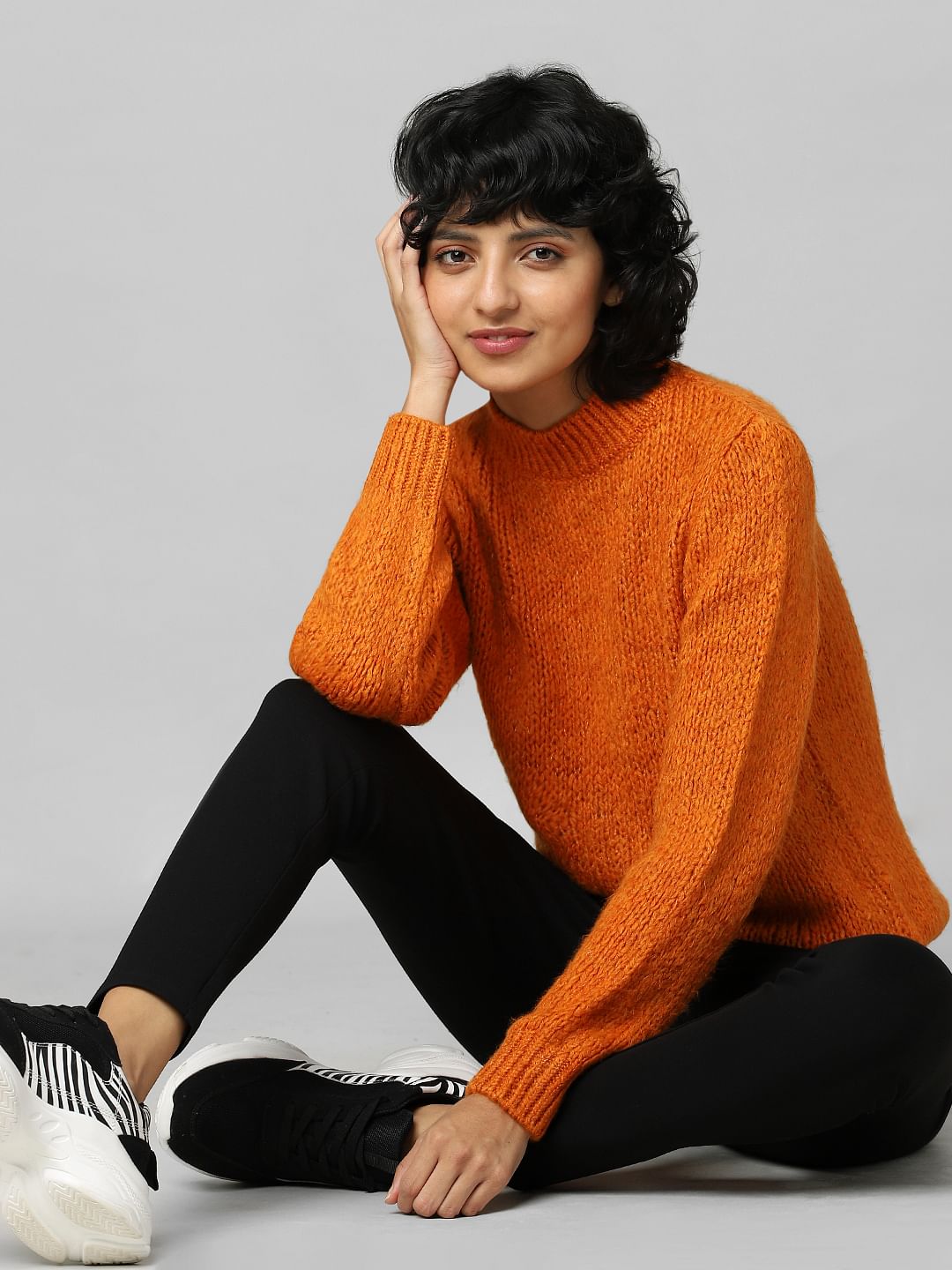 Orange High Neck Pullover