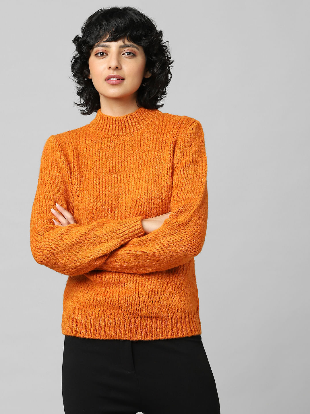 Orange High Neck Pullover
