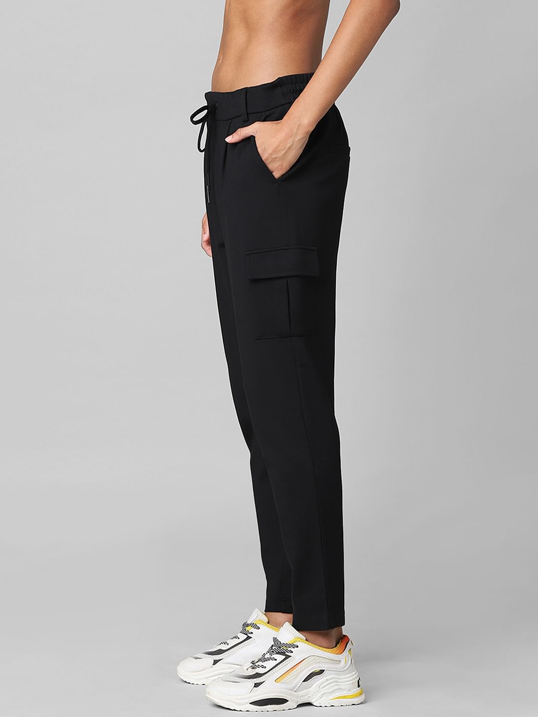 Black High Rise Cargo Pants