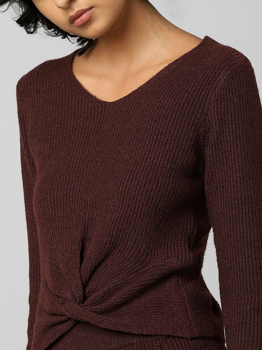 Maroon Knot Detail Co-Ord Pullover