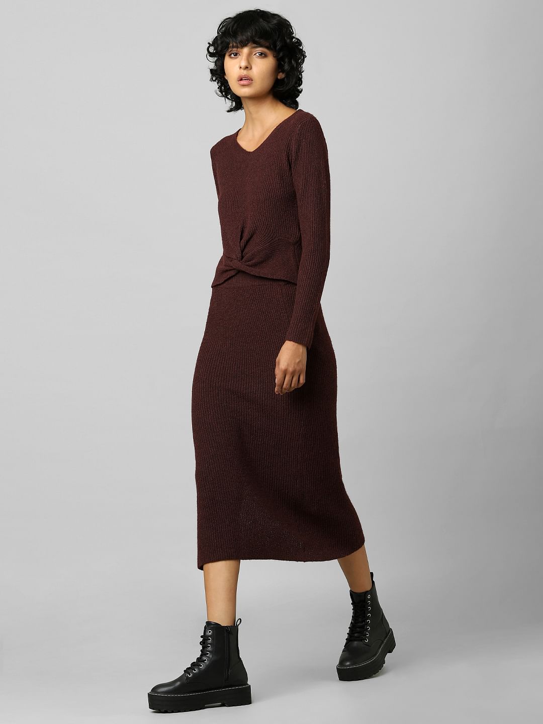 Maroon Knot Detail Co-Ord Pullover