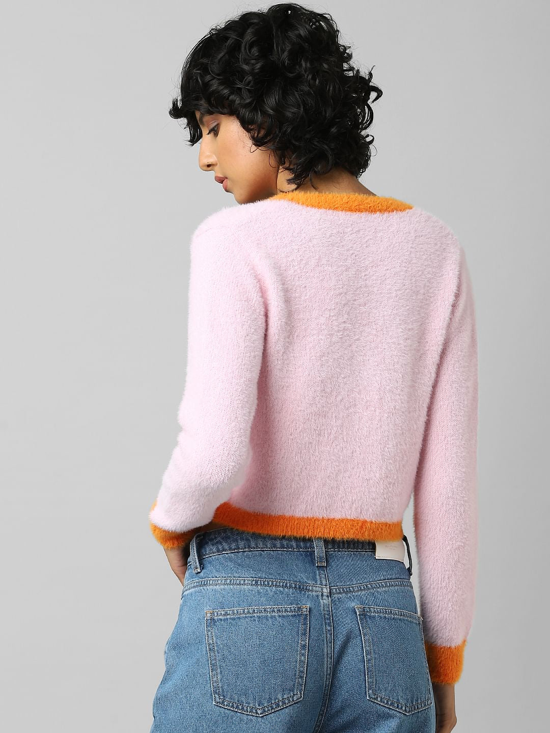 Pink Colourblocked Cardigan