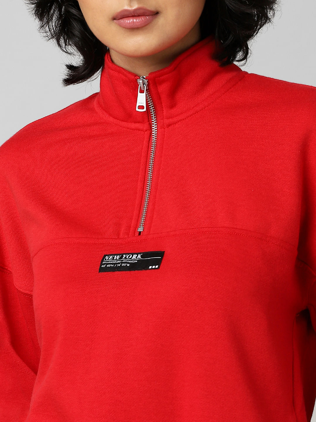 Red Zip-Top Co-Ord Sweatshirt