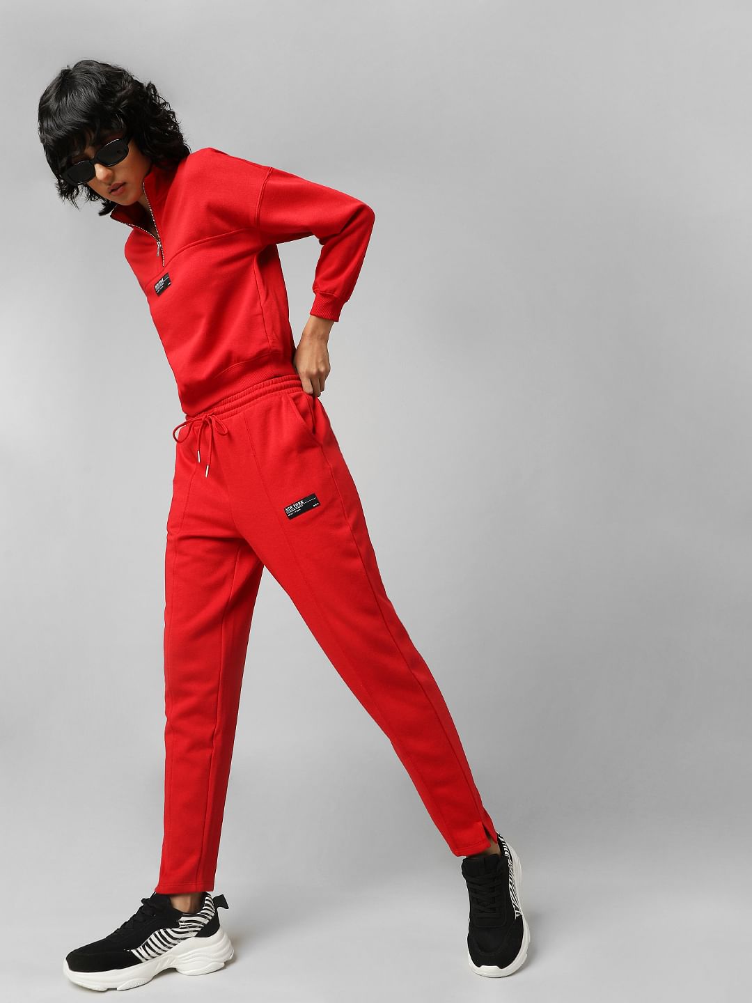 Red High Rise Co-Ord Sweatpants