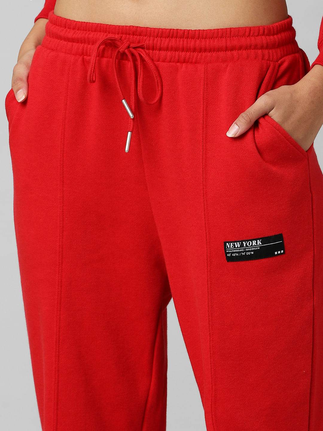 Red High Rise Co-Ord Sweatpants