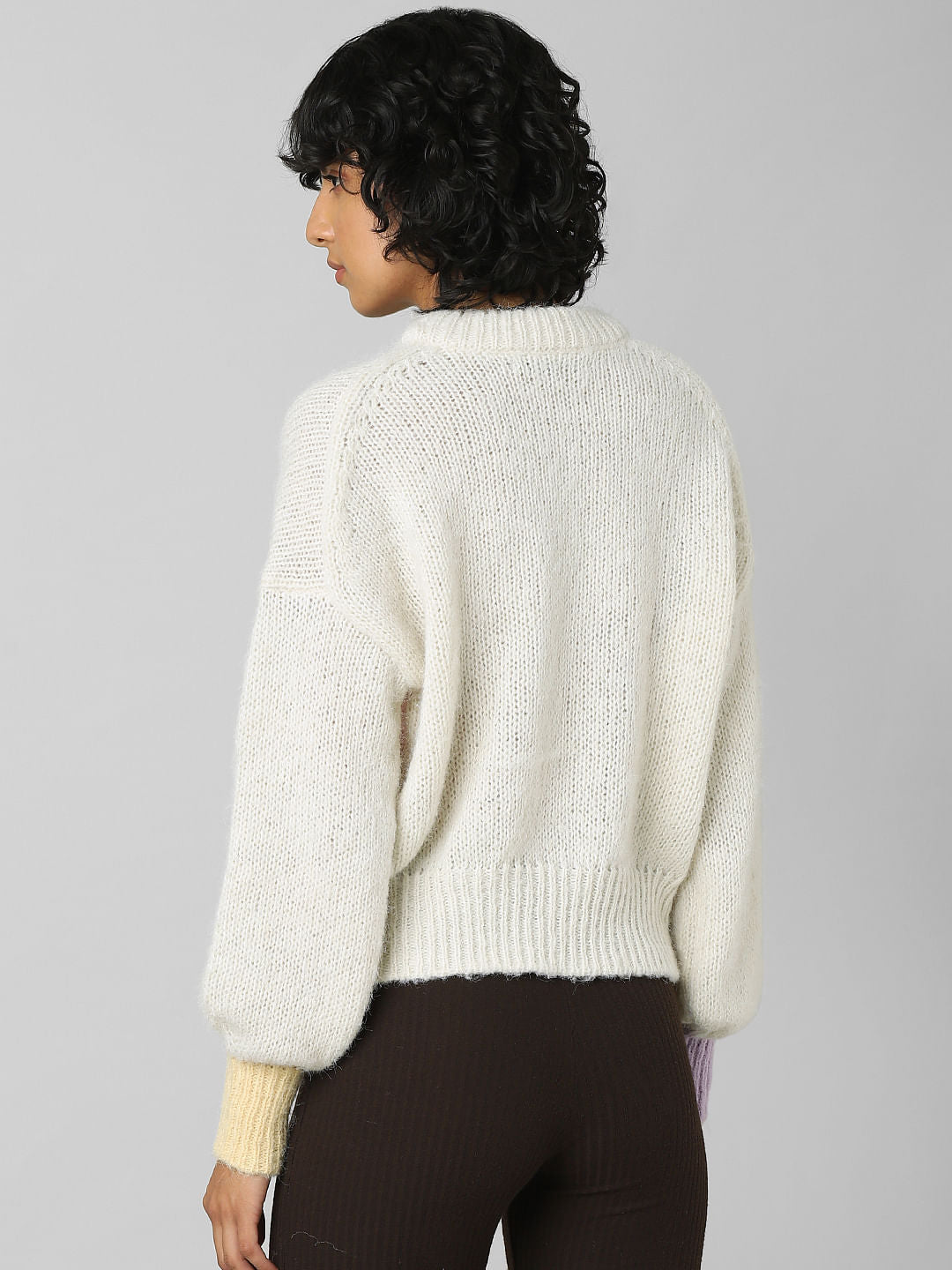 Beige Jacquard Knit Pullover