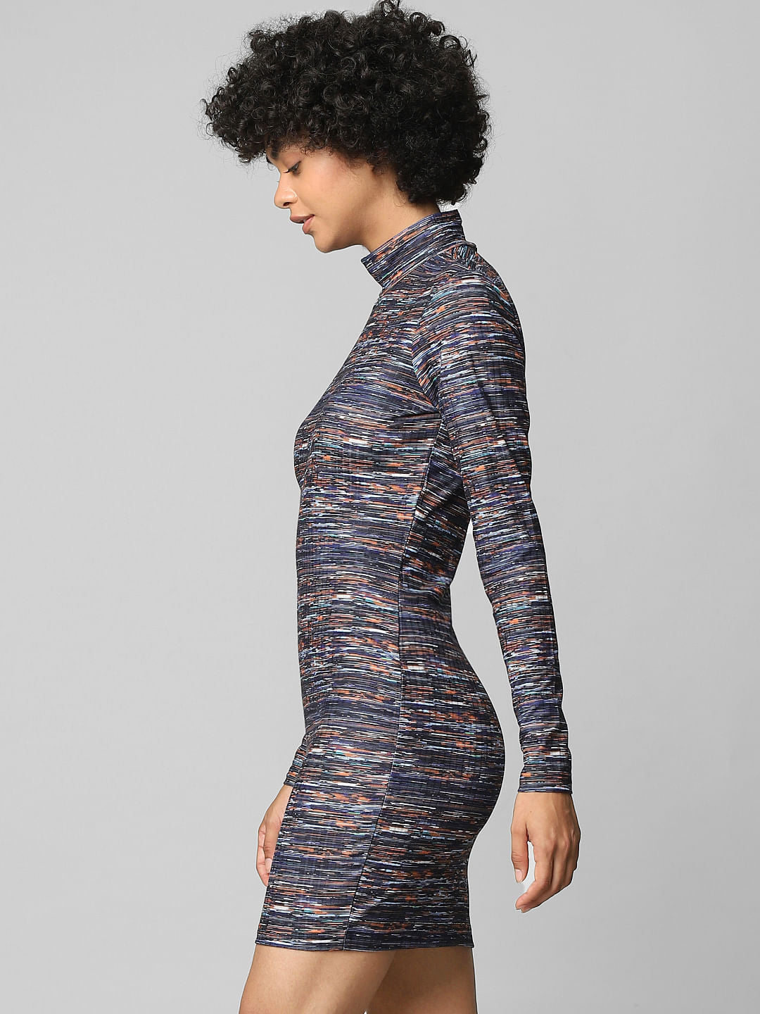 Multi-Coloured High Neck Bodycon Dress