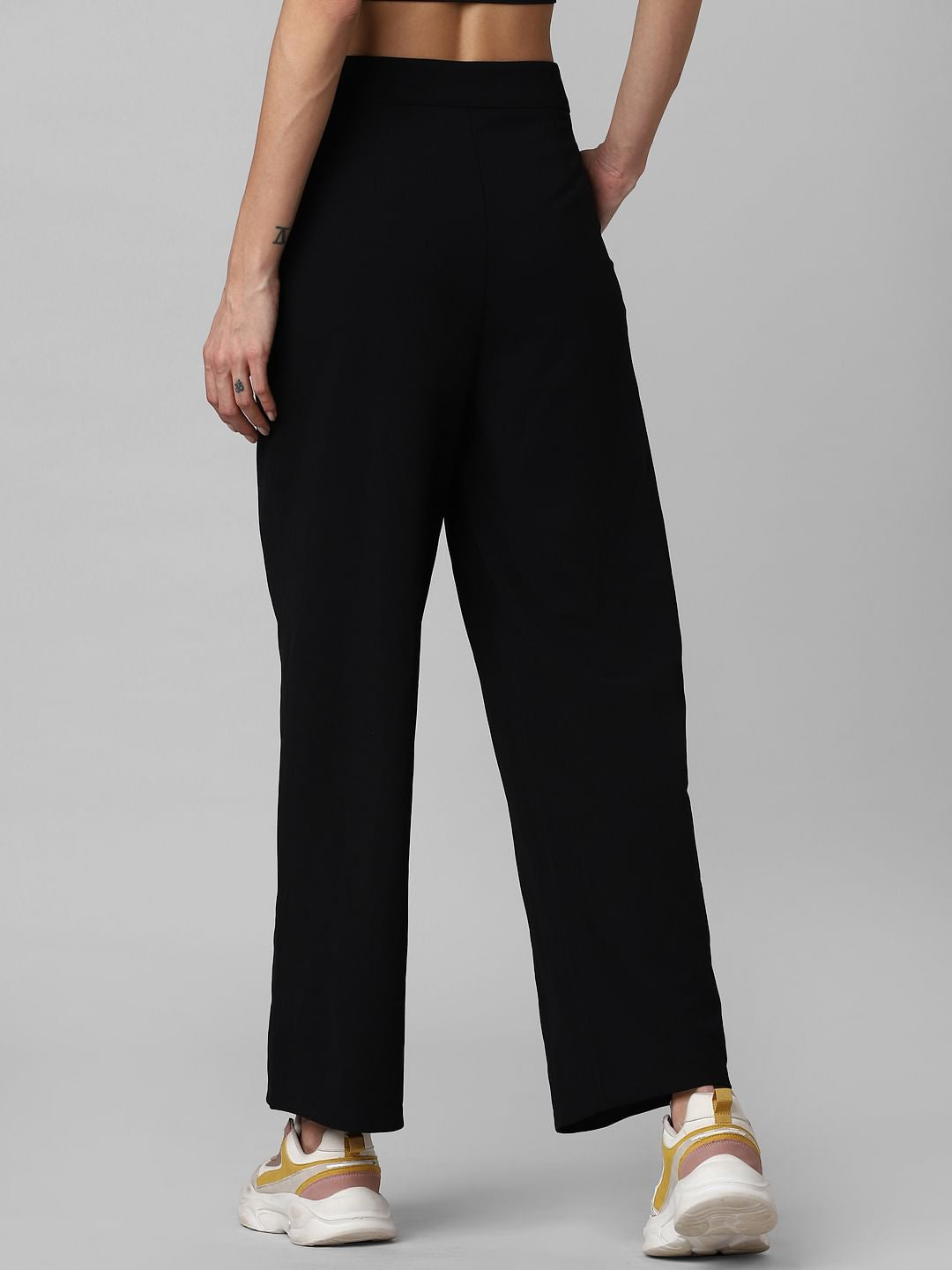 Black High Rise Wide Leg Pants