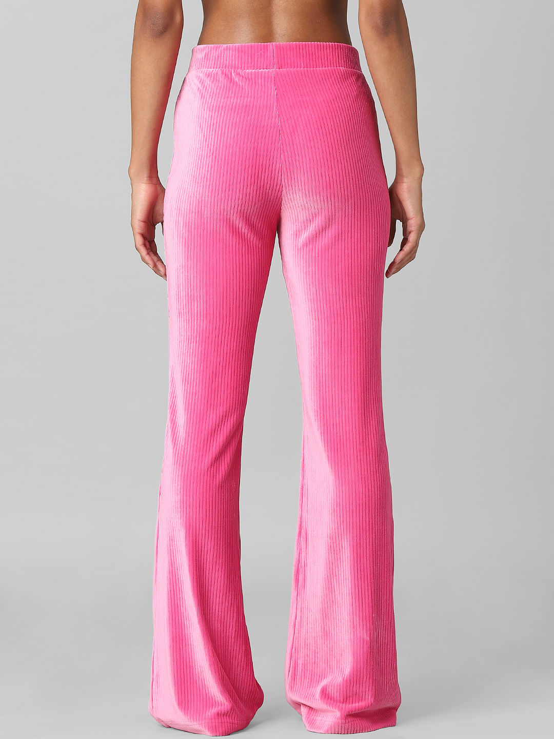Pink High Rise Corduroy Flared Co-Ord Pants