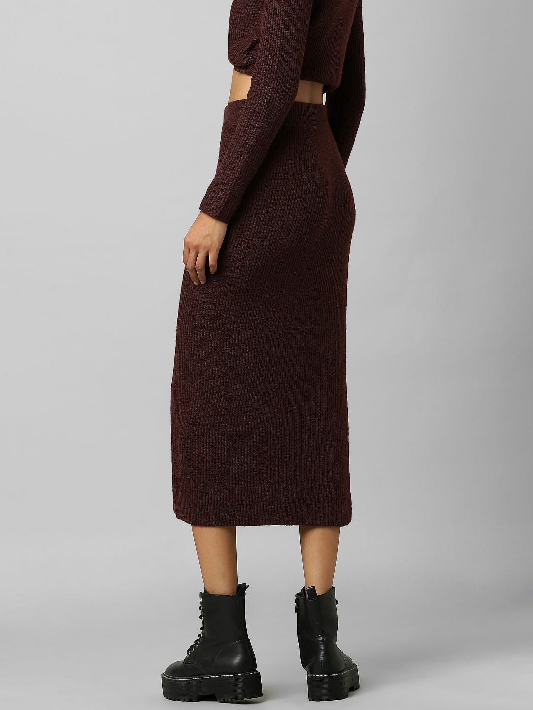 Maroon High Rise Co-Ord Midi Skirt