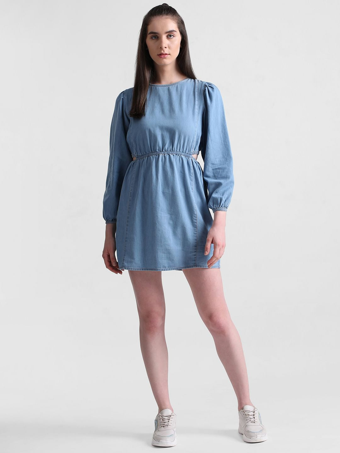 Blue Cut-Out Denim Dress