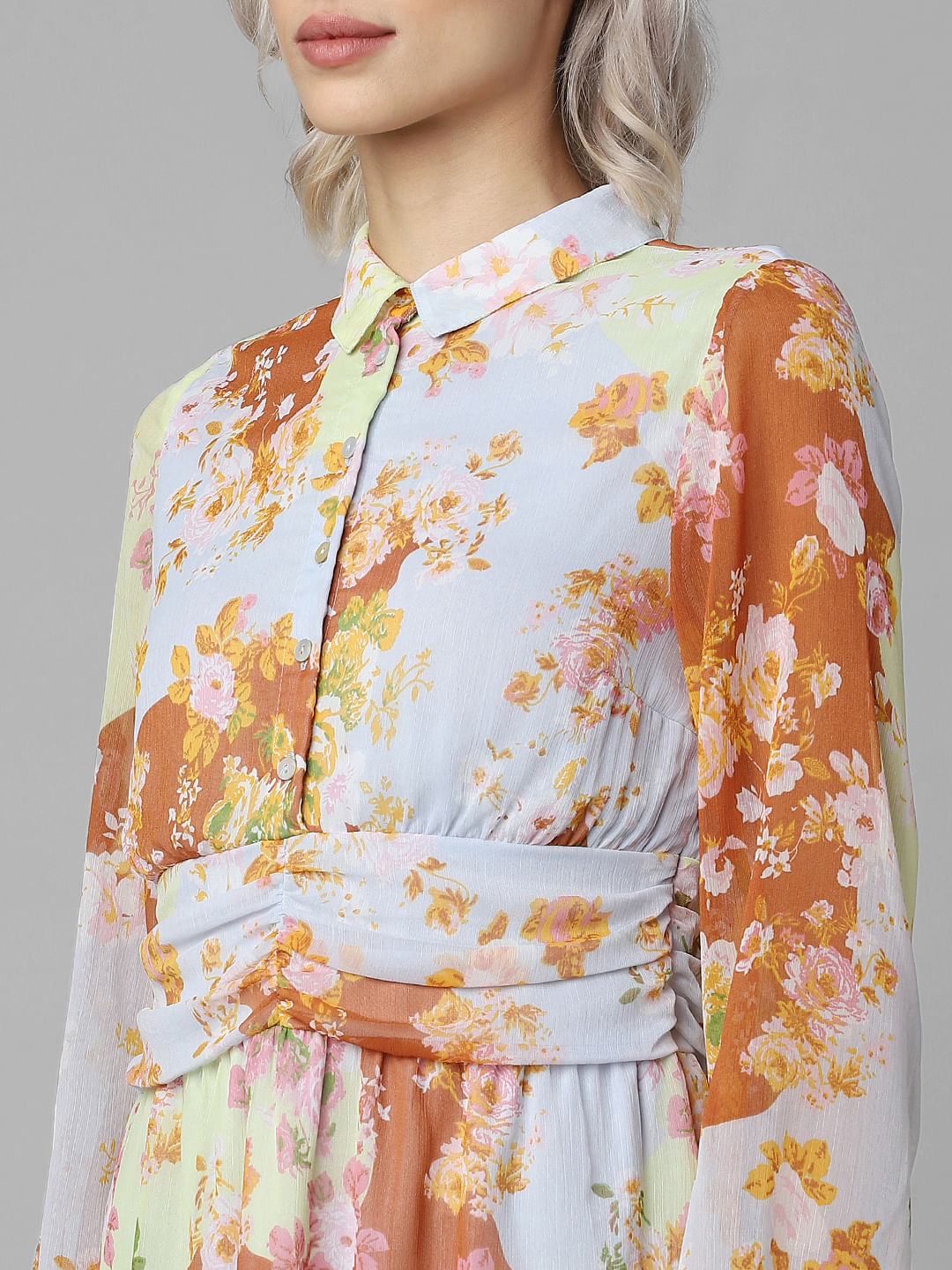 Green Printed Chiffon Shirt Dress