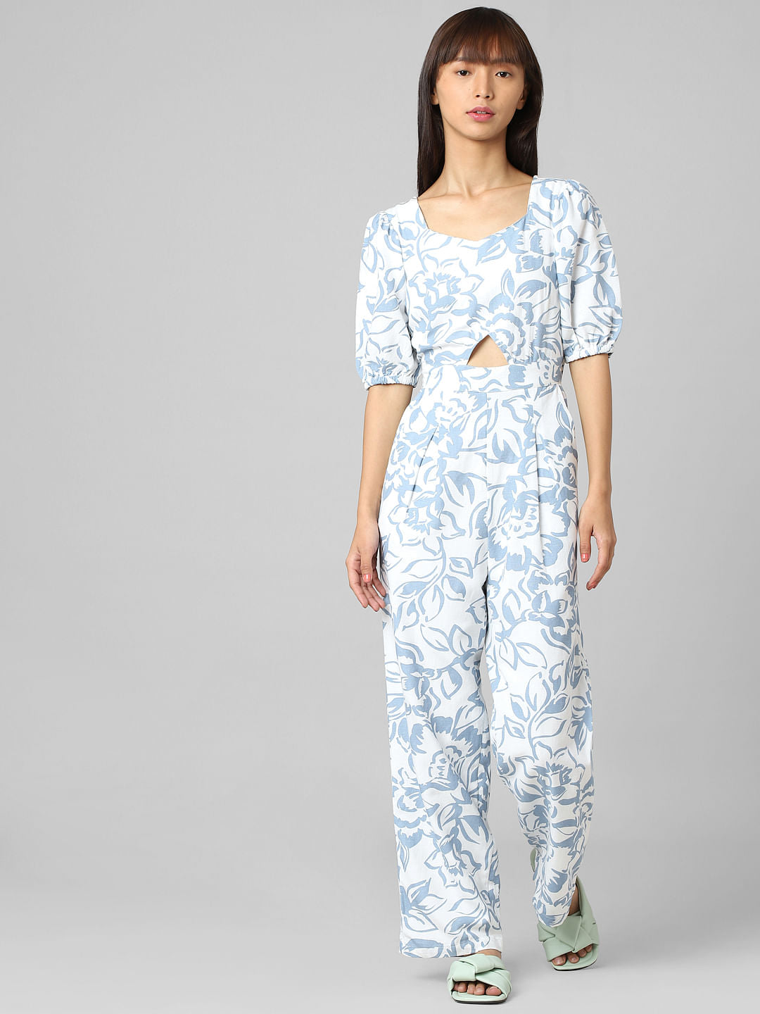 White Floral Cut-Out Jumpsuit