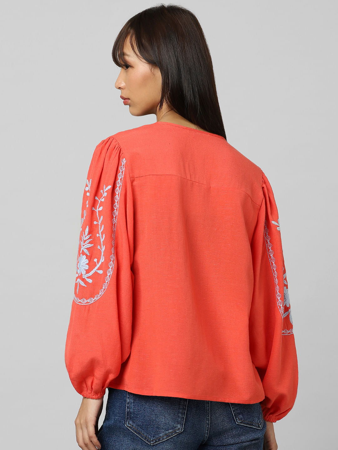 Red Embroidered Top