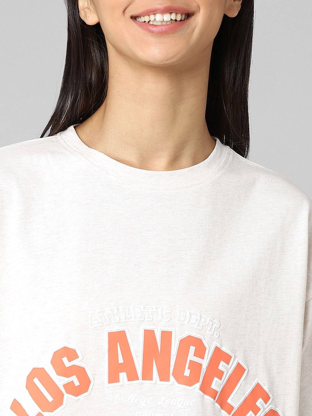 White Printed Relaxed Fit T-Shirt