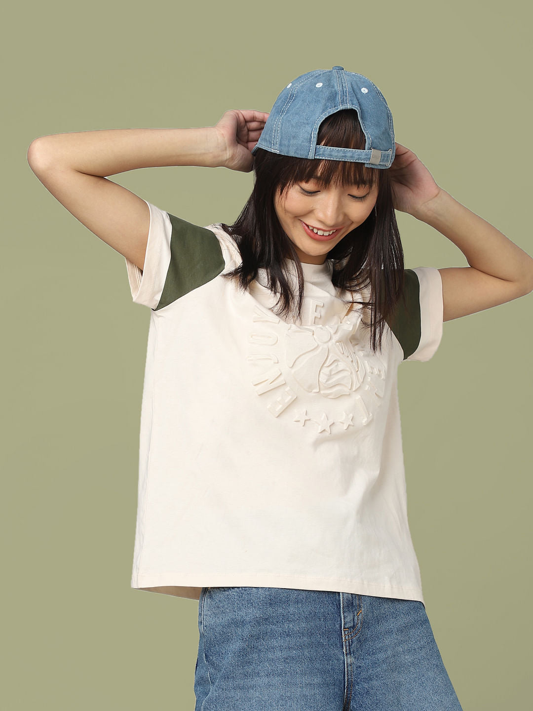 Pink Text Embossed Oversized T-Shirt