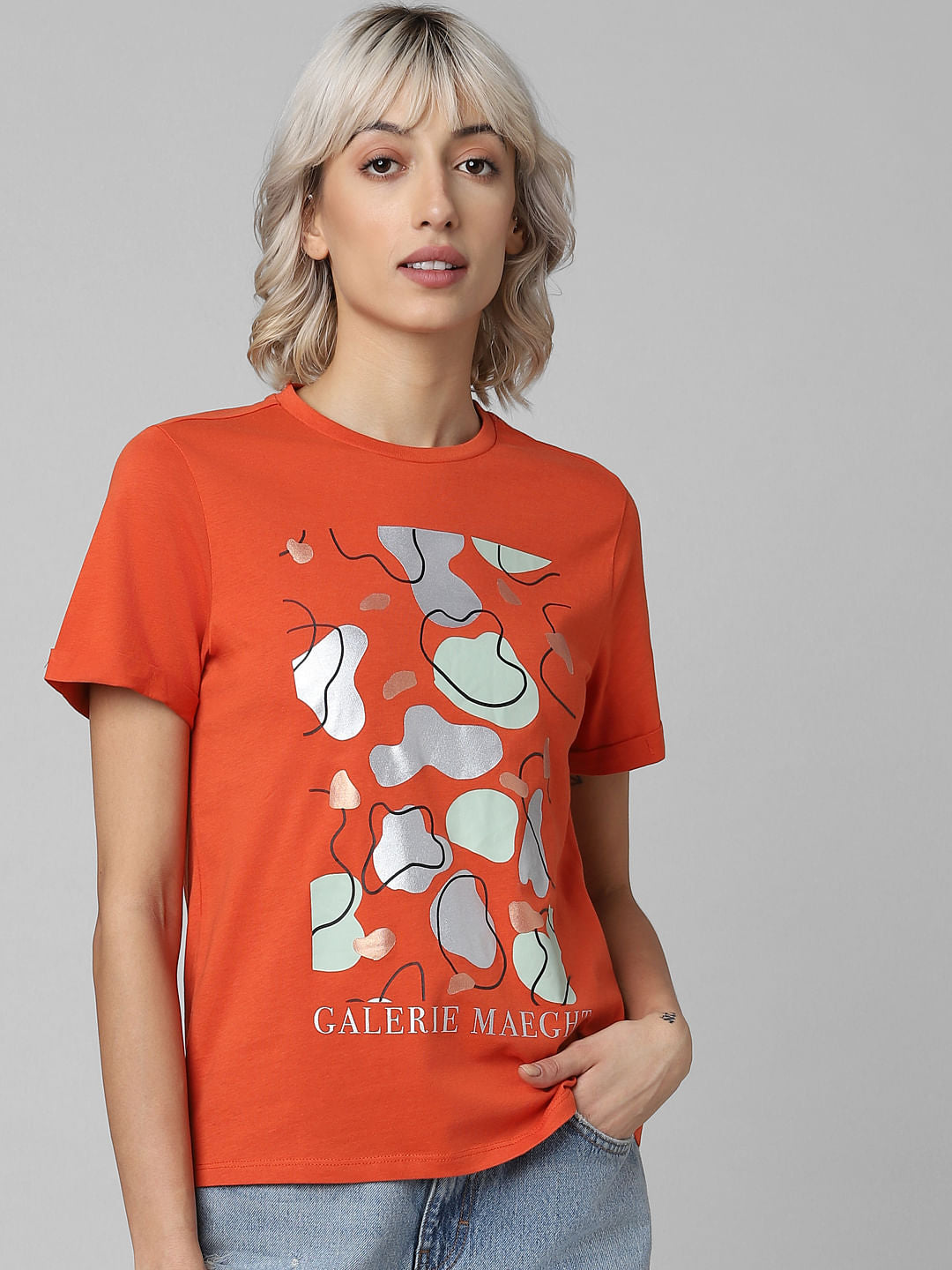 Rust Typographic Print T-Shirt